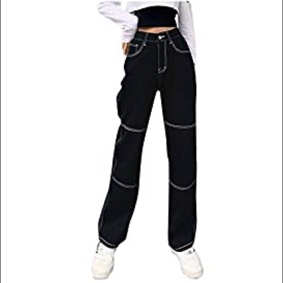 MAZONE Denim - Y2K black women’s high-waisted wide-legged jeans